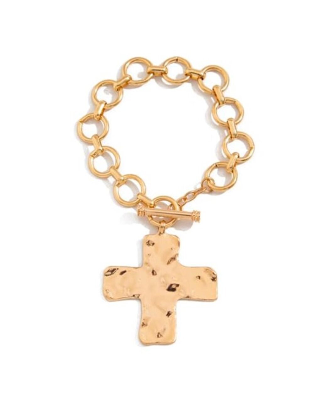 Gold Chunky Cross Chain Bracelet